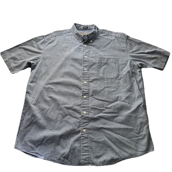 Eddie Bauer Seersucker Men's XL Tall Blue Check Short Sleeve Button Up Shirt EUC - Picture 2 of 6